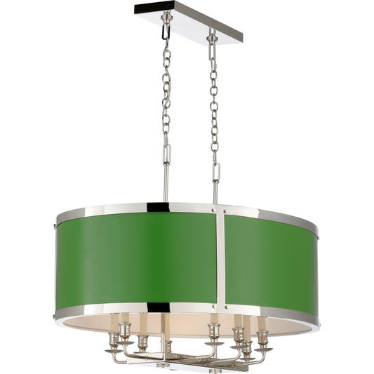 High Street II Chandelier by Wildwood in white, polished nickel. Made from metal in a transitional style.