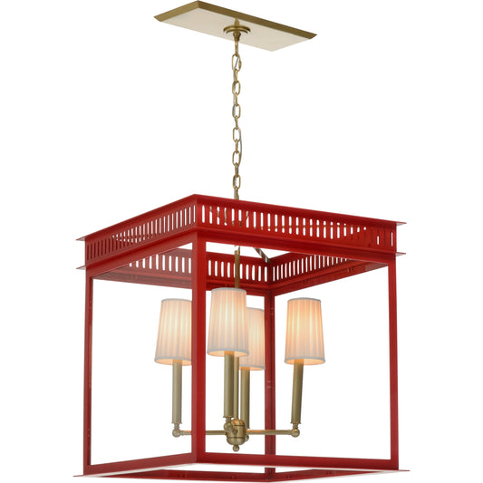 001 SI-2104478 | Primary Silo | Salt Run Lantern by Wildwood in antique, red lacquer, clear. Made from brass/iron/glass in a modern style.