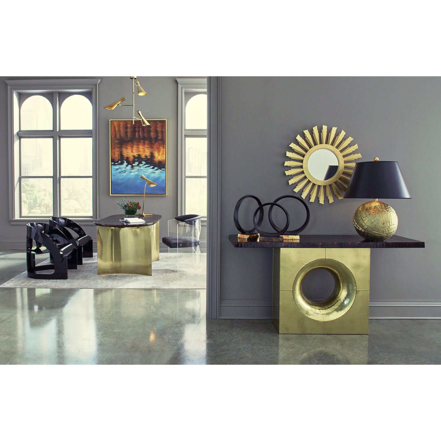 003 SI-2104496 | Additional Silo | Cliff May Table Lamp by Wildwood in matte. Made from brass in a modern style.