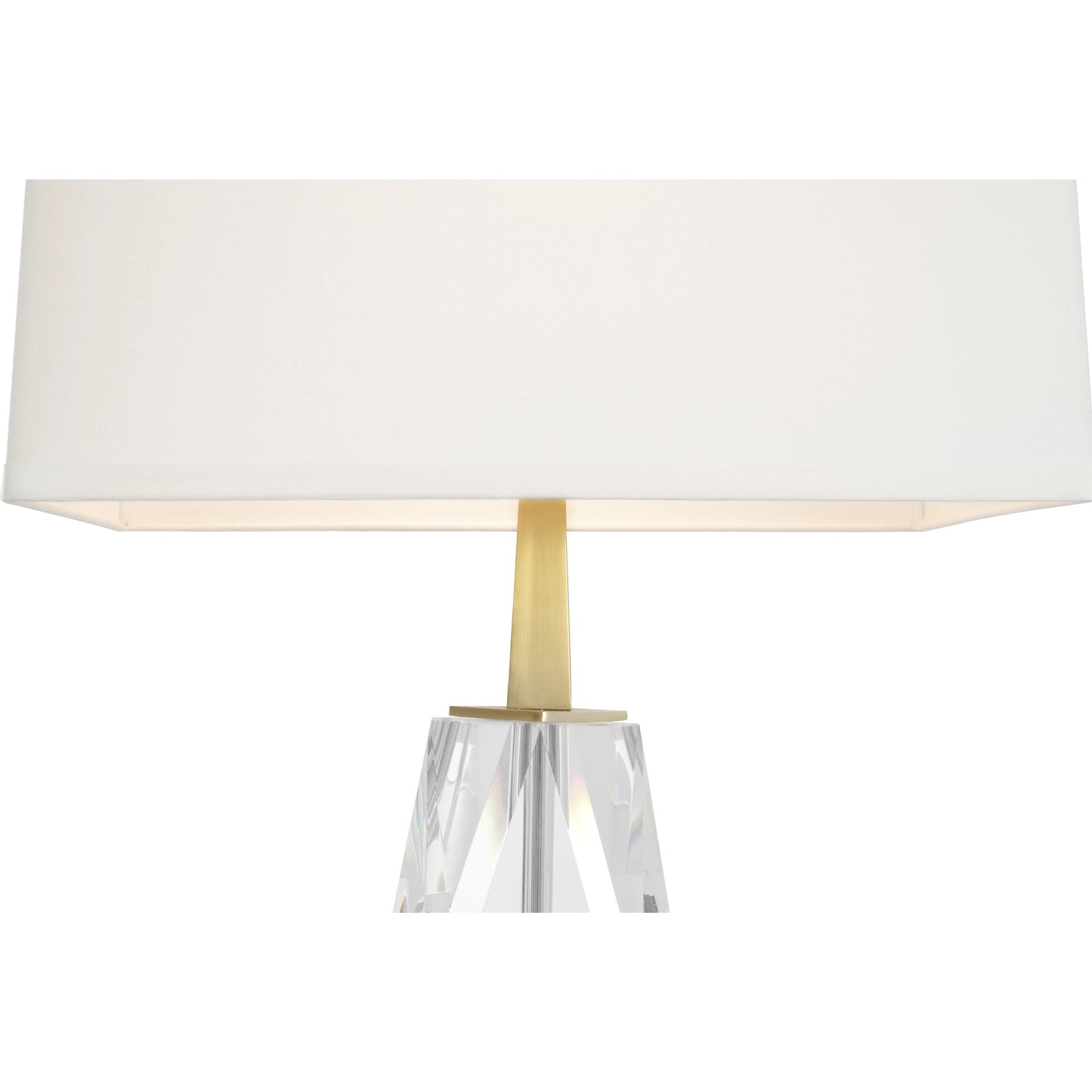 002 SI-2104510 | Closeup | Copious Lamp by Wildwood in clear, brushed brass. Made from crystal in a modern style.