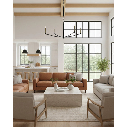 Knole Chandelier by Currey and Company in french black. Made from wrought iron in a rustic style.