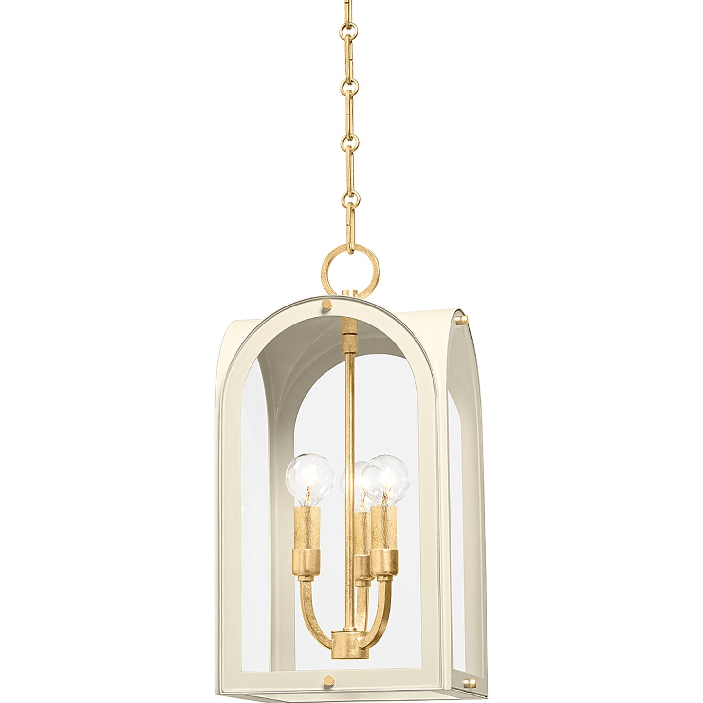 001 SI-2055234 | Primary Silo | Lincroft 3 Light Lantern by Hudson Valley in vintage gold leaf, soft sand. Made from iron in a modern style.