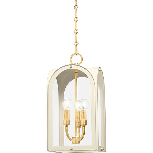 001 SI-2055234 | Primary Silo | Lincroft 3 Light Lantern by Hudson Valley in vintage gold leaf, soft sand. Made from iron in a modern style.