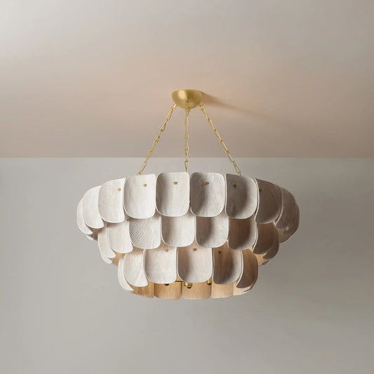 Amalfi Chandelier by Hudson Valley in vintage gold leaf. Made from iron in a modern style.