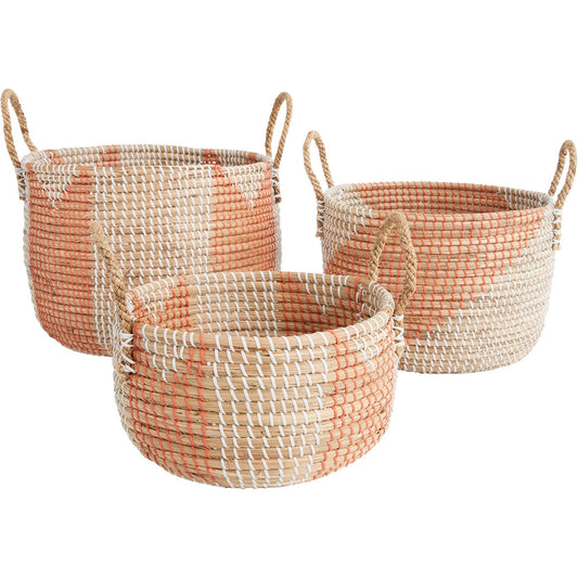 Summer Basket by Accent Decor in natural. Made from natural fibers in a cottage & farmhouse style.