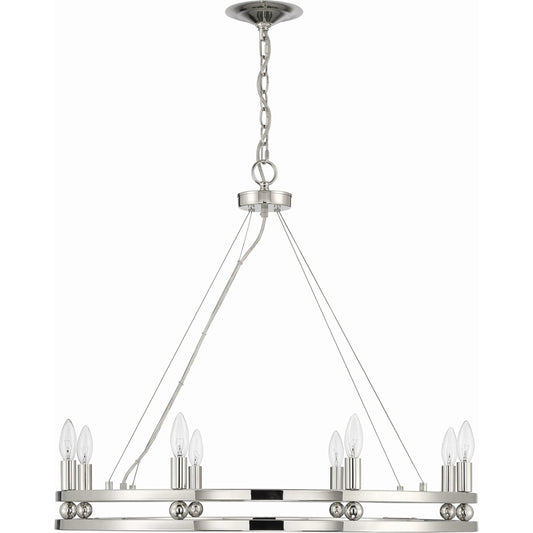 Ashland Chandelier by Lumanity in polished nickel. Made from iron in a modern style.