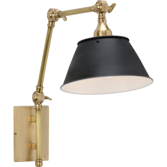 Franklin Arm Sconce by Wildwood in antique brass, black. Made from other: metal in a modern style.