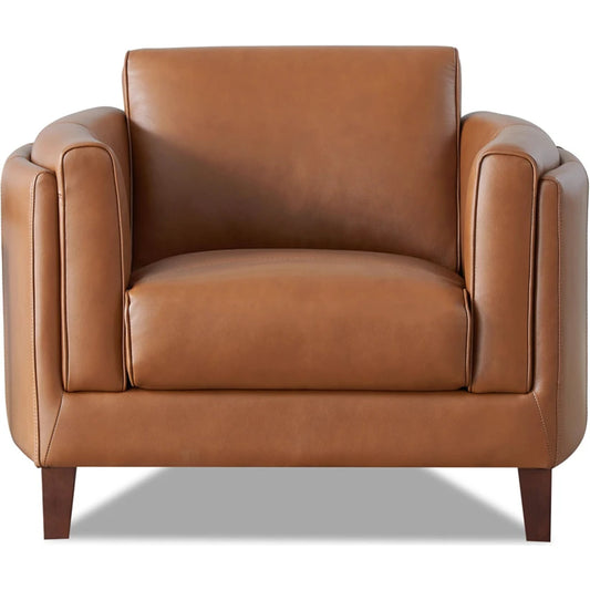 Maui Chair by Hydeline in nutmeg brown. Made from leather in a transitional style.