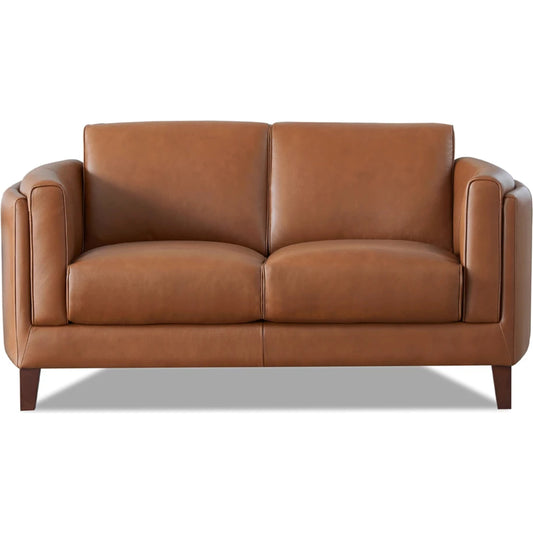 Maui Loveseat by Hydeline in nutmeg brown. Made from leather in a transitional style.