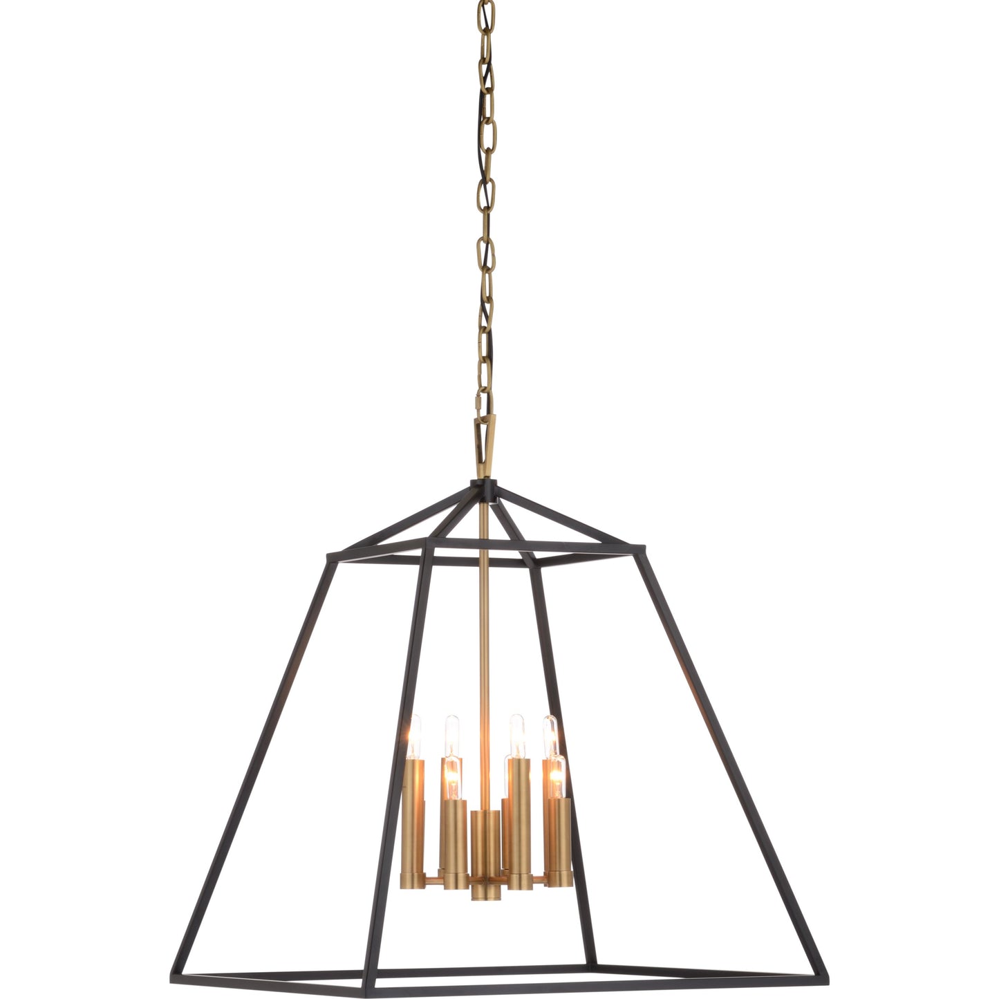 001 SI-2104517 | Primary Silo | Poligono Pendant by Wildwood in black, antique brass. Made from iron in a modern style.