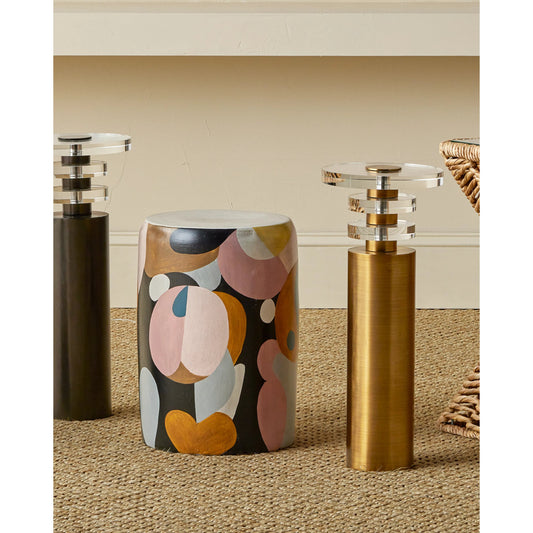 So Nouveau Pink Accent Table by Currey and Company in multicolor. Made from terracotta in a modern style.