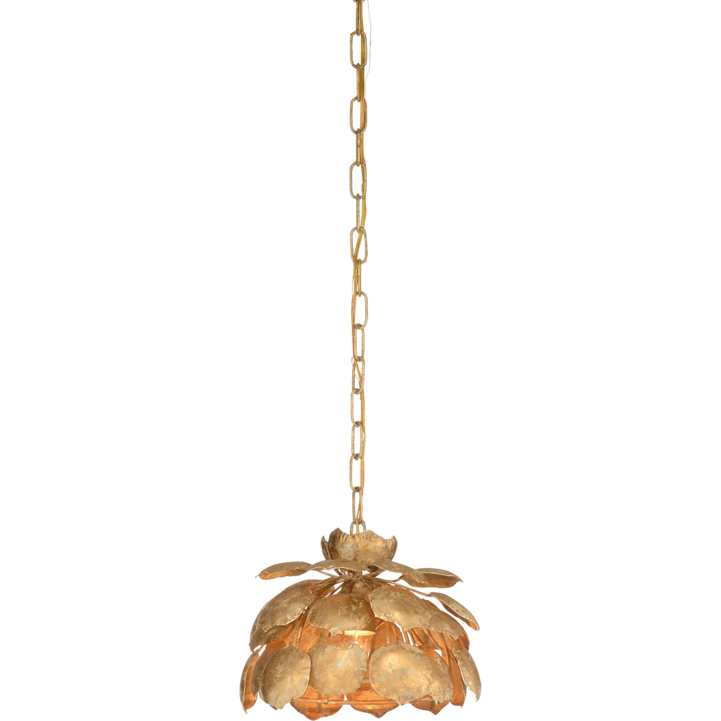 001 SI-2104548 | Primary Silo | Pleione Petal Pendant by Wildwood in gold clay. Made from iron in a modern style.