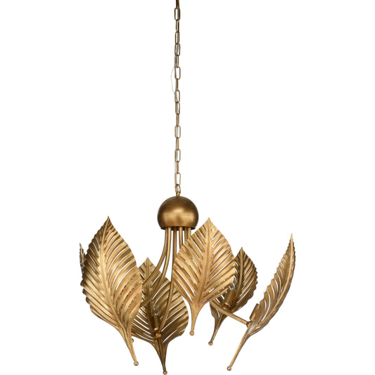 Foglia Di Palma Chandelier by Wildwood in antique brass. Made from iron in a modern style.