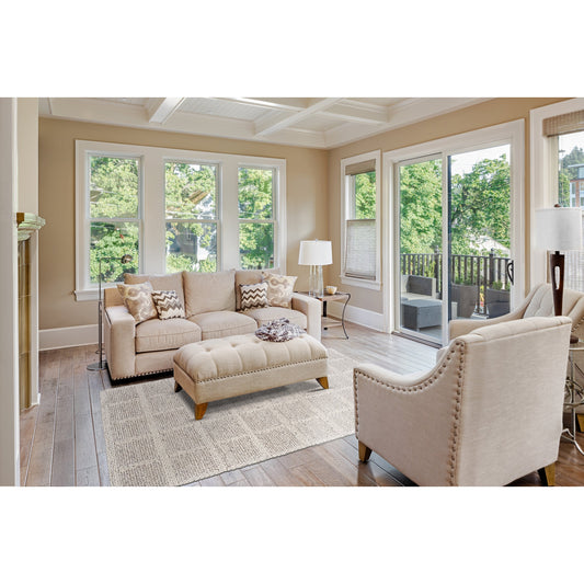 Berkeley Transitional Solid Rug - 0739F by Feizy in ivory, gray. Made from wool in a unique style.