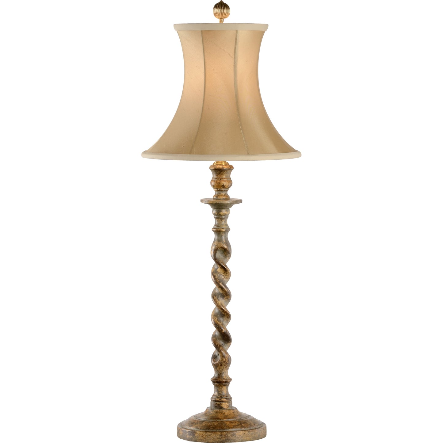 001 SR-381972 | Primary Silo | Barley Twist Buffet Lamp by Chelsea House in hand rubbed antique green. Made from wood in a cottage & farmhouse style.