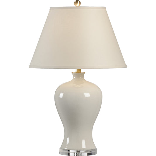 Columbus Vase Lamp by Chelsea House in cream glaze, clear. Made from ceramic, porcelain in a modern style.