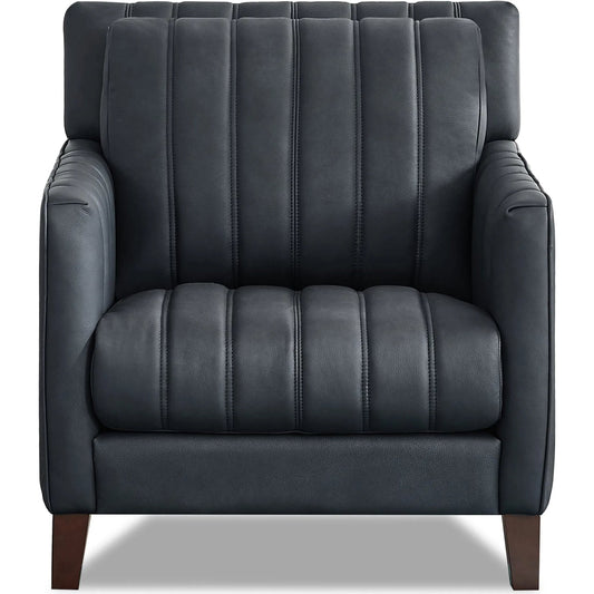 Ennis Chair by Hydeline in midnight gray. Made from leather in a modern style.