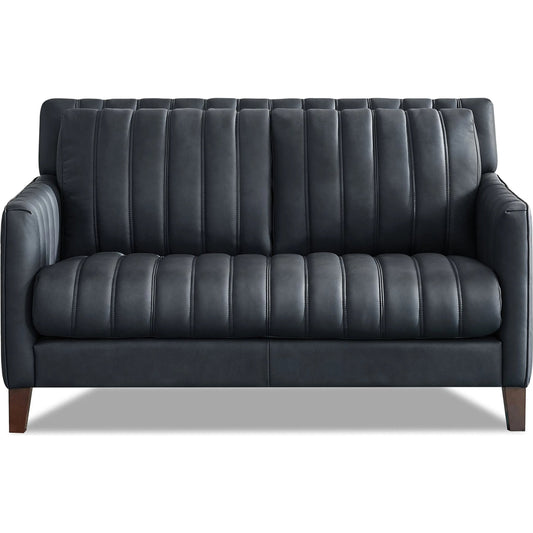 Ennis Loveseat by Hydeline in midnight gray. Made from leather in a modern style.