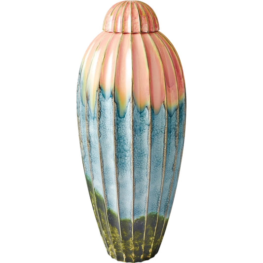 001 SI-2323563 | Primary Silo | Fluted Jar with Lid by Global Views. Made from ceramic in a eclectic & global style.