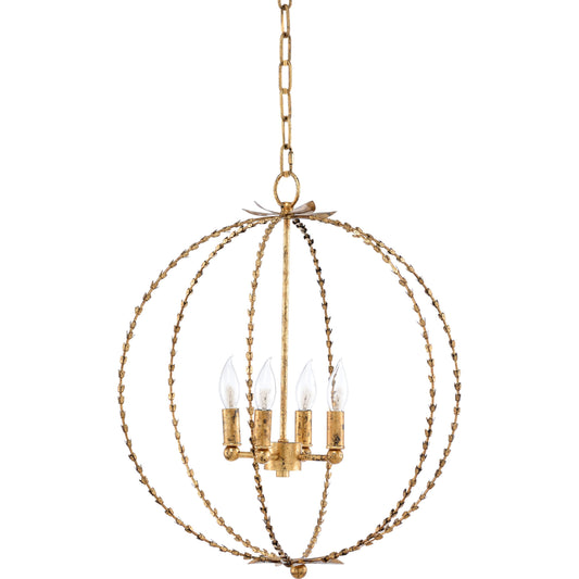 Hillsboro Chandelier by Chelsea House in blackened gold leaf. Made from other: metal in a transitional style.