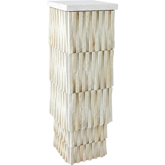 001 SR-702174 | Primary Silo | Teeter Totter Pedestal by Global Views. Made from hand sculpted chiseled stone from rajasthan, terrazzo top in a eclectic & global style.