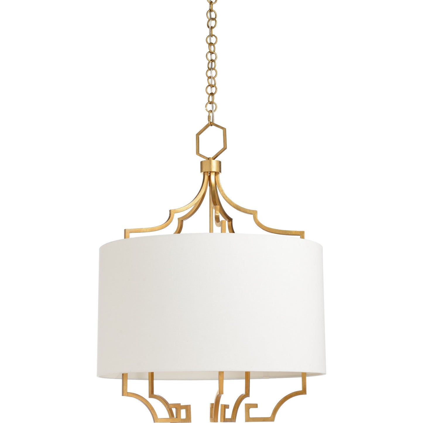 001 SR-382265 | Additional Silo | Chiara Chandelier by Chelsea House in antique gold leaf, off white linen. Made from other: metal in a transitional style.