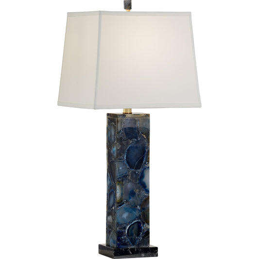 Agate Lamp by Chelsea House in blue, black. Made from stone in a coastal style.