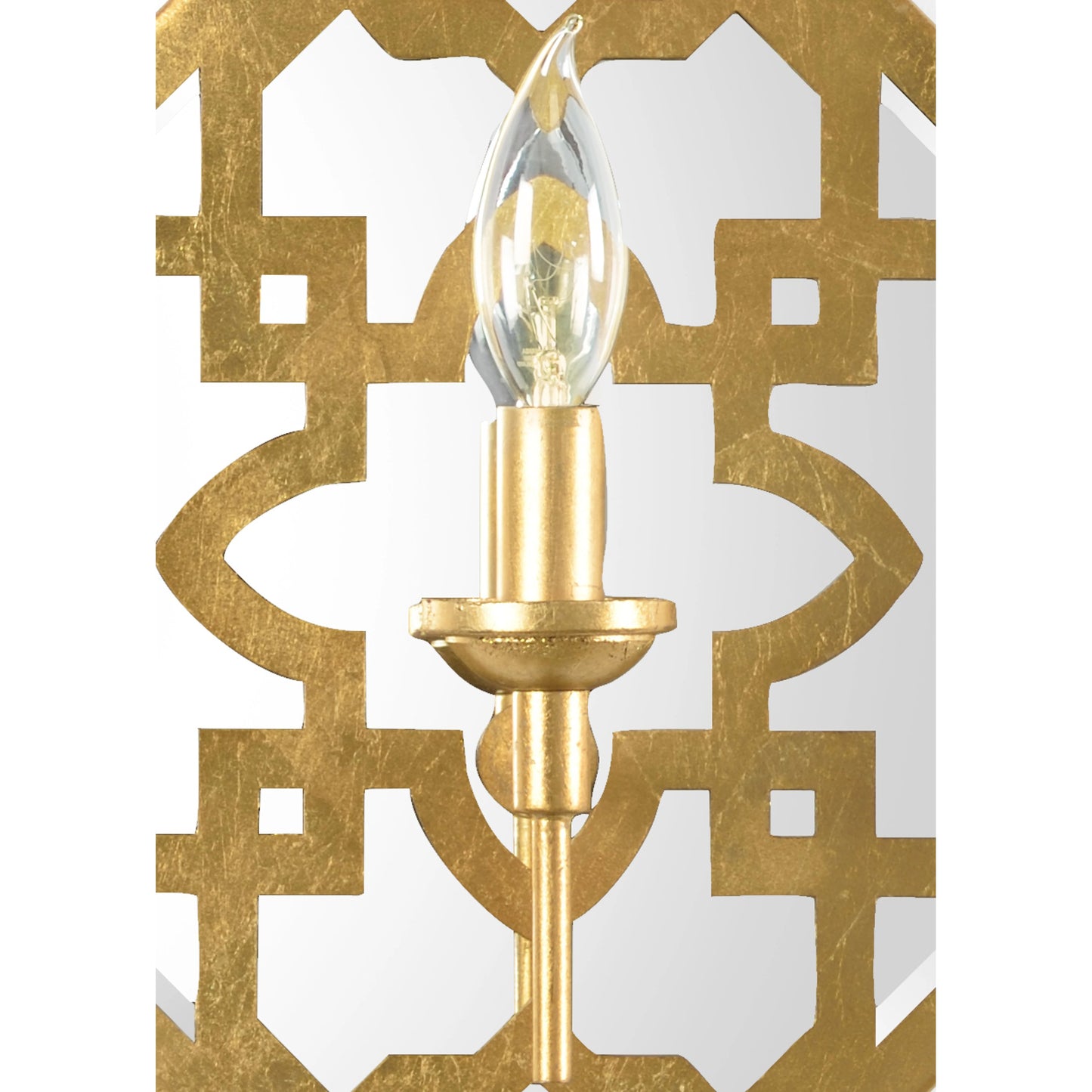 003 SR-381854 | Closeup | Agadir Allion Sconce by Chelsea House in antique gold leaf, clear. Made from other: metal in a transitional style.