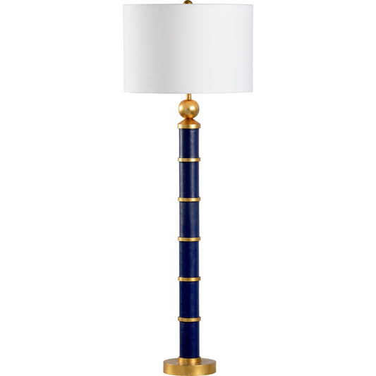 001 SR-383126 | Primary Silo | Leather Lamp by Chelsea House in antique gold leaf, navy blue. Made from leather in a transitional style.