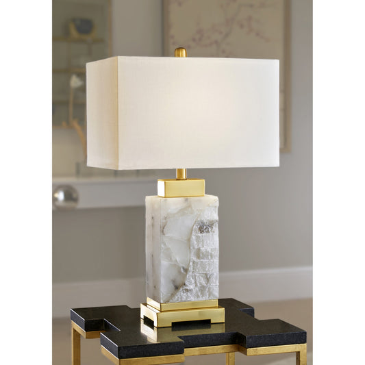 Park Place Lamp by Chelsea House in natural white, gold leaf, antique brass. Made from alabaster, metal in a transitional style.