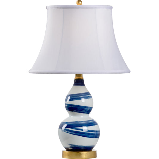 001 SR-382091 | Primary Silo | Blue and White Swirl Lamp by Chelsea House in cobalt, white glaze, antique gold leaf. Made from porcelain in a coastal style.