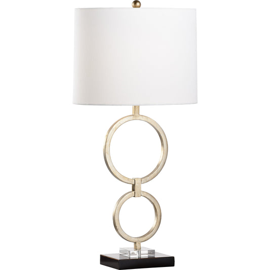 Silver Loop Lamp by Chelsea House in antique silver leaf, clear. Made from iron, acrylic in a modern style.