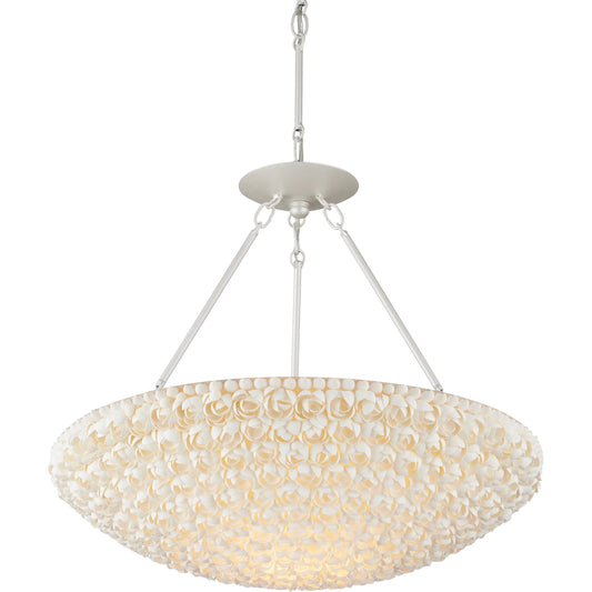 001 SI-2524455 | Primary Silo | Virtu Chandelier by Currey and Company in natural, pearlized white. Made from clamrose shell, metal in a modern style.