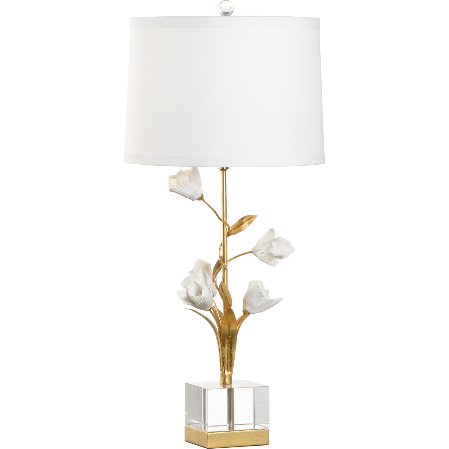 001 SR-384148 | Additional Silo | Tulip Lamp by Chelsea House in antique gold leaf, matte white glaze, clear. Made from iron, porcelain in a transitional style.