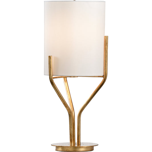 Castle Lamp by Chelsea House in gold leaf. Made from iron in a modern style.