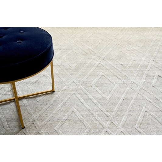 Lotus Rug by Exquisite Rugs in ivory. Made from wool, bamboo silk in a unique style.