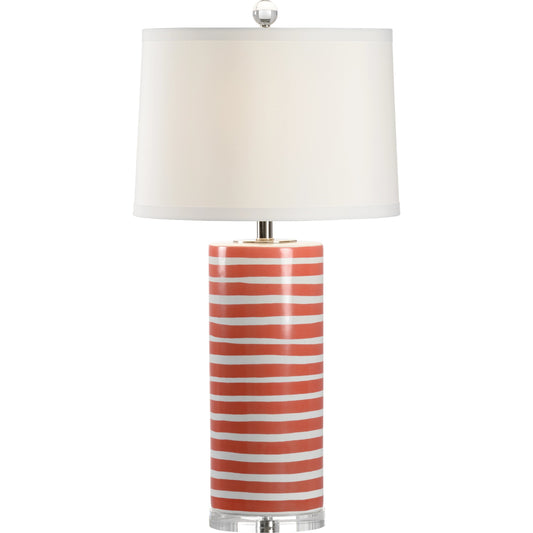 Orange Banded Lamp by Chelsea House in orange, white glaze, clear. Made from ceramic in a modern style.