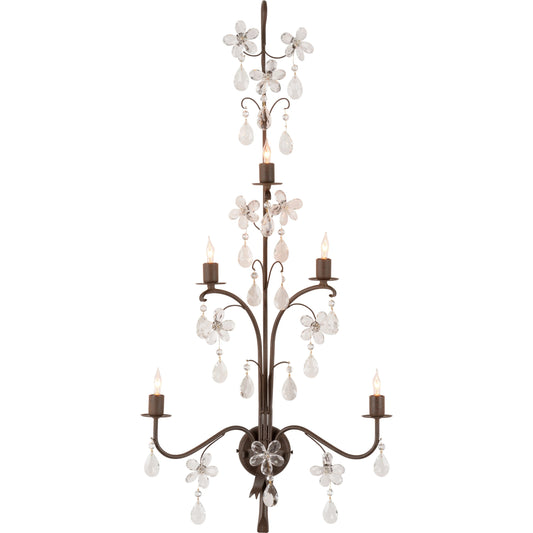 Perennial Sconce by Chelsea House in bronze, clear. Made from iron/crystal in a modern style.