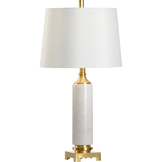 001 SR-782598 | Primary Silo | Round Crosby Lamp by Chelsea House in natural white, antique brass. Made from marble in a traditional style.