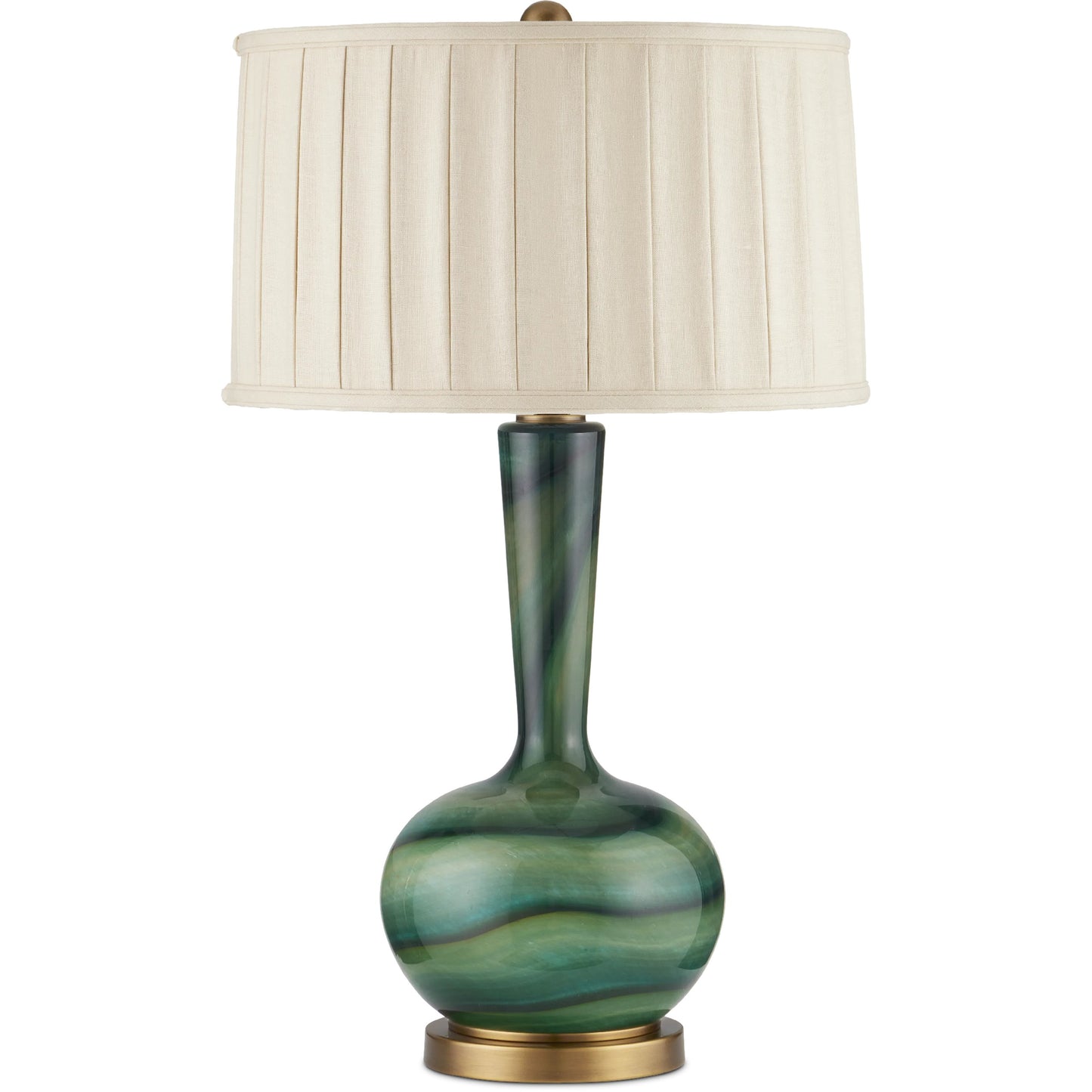 005 SI-2191763 | Additional Silo | Lamartine Table Lamp by Currey and Company in green, antique brass. Made from glass, metal in a modern style.