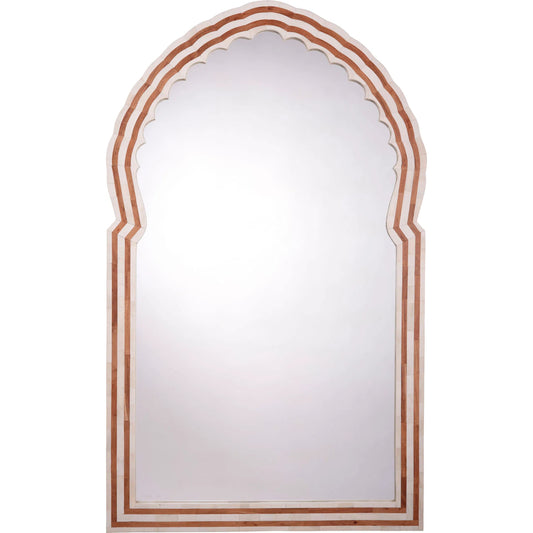 Bardot Bone & Wood Mirror by Jamie Young in natural. Made from acacia wood, buffalo bone, glass mirror, mdf in a modern style.