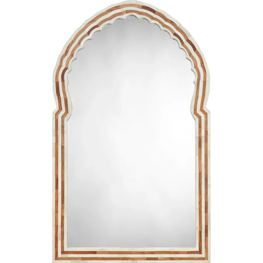 Bardot Bone & Wood Mirror by Jamie Young in natural. Made from acacia wood, buffalo bone, glass mirror, mdf in a modern style.