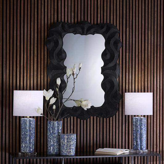 Baroque Mirror by Jamie Young in black and satin black. Made from resin, metal: iron, mdf, mirror in a modern style.
