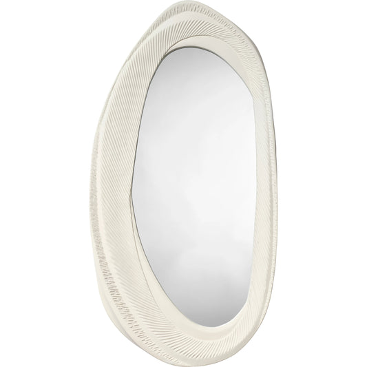 Denali Mirror by Jamie Young in white. Made from resin in a modern style.