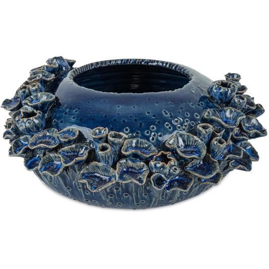 001 SI-2387160 | Primary Silo | Sunken Bowl by Currey and Company in reactive dark blue. Made from ceramic in a eclectic & global style.