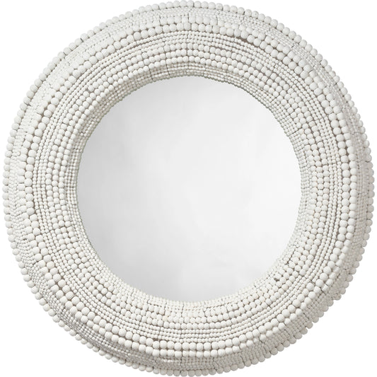 Strand Beaded Mirror by Jamie Young. Made from mango wood in a coastal style.
