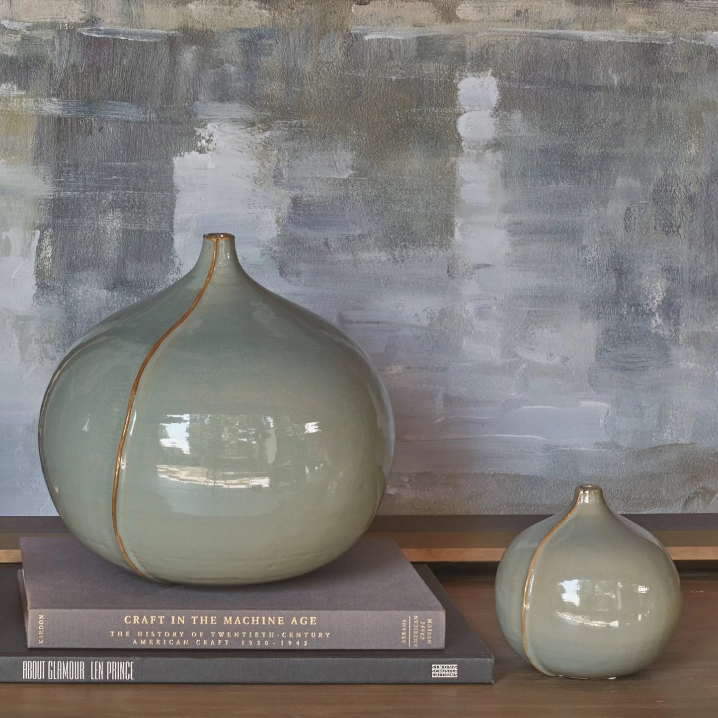 003 SR-701653,SR-701654 | Lifestyle | Milo Vase by Global Views in blue. Made from ceramic in a eclectic & global style.
