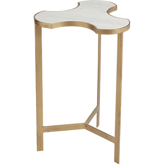 001 SR-701556 | Primary Silo | Link Bunching Table by Global Views in gold. Made from iron, marble in a transitional style.