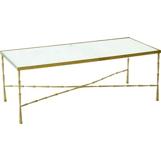 Spike Cocktail Table by Global Views in antique brass. Made from iron, marble in a transitional style.