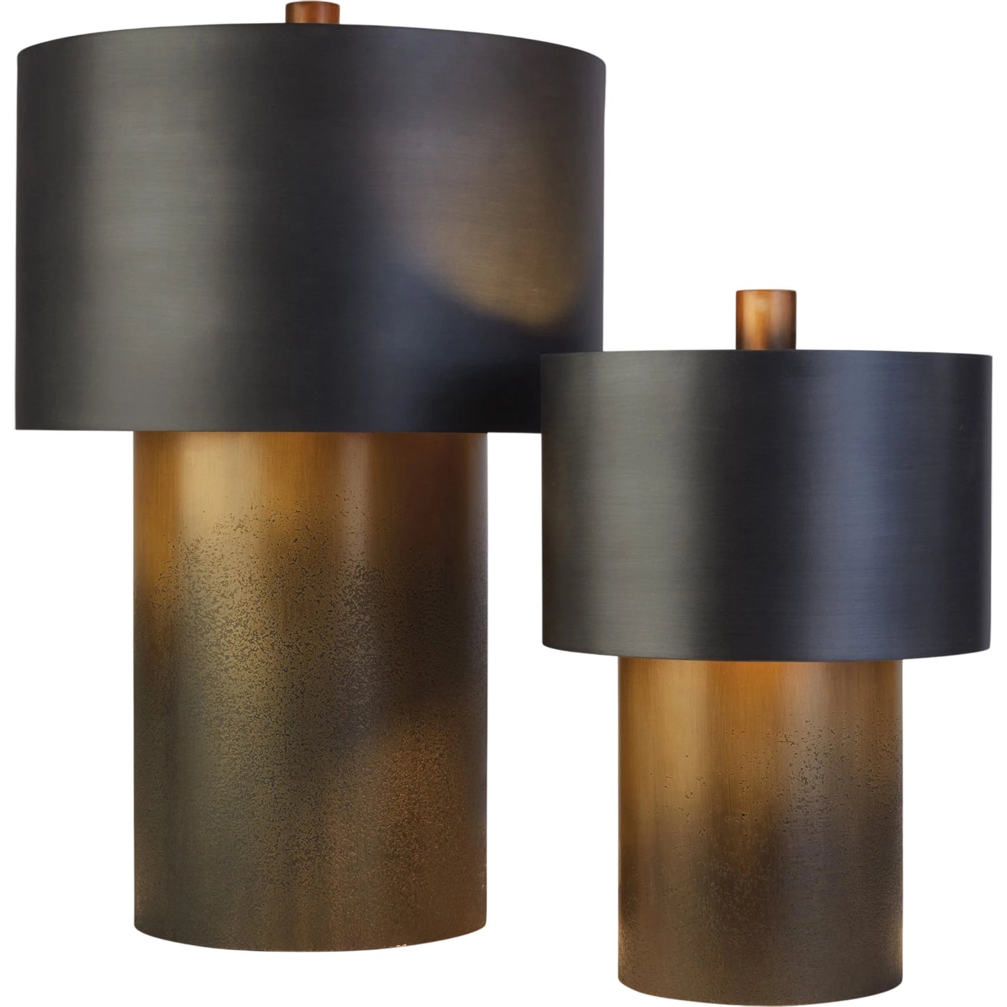 003 SR-702212,SR-893342 | Additional Silo | Tortoise Drum Lamp by Global Views in antique zinc, ombre brass. Made from unique in a eclectic & global style.